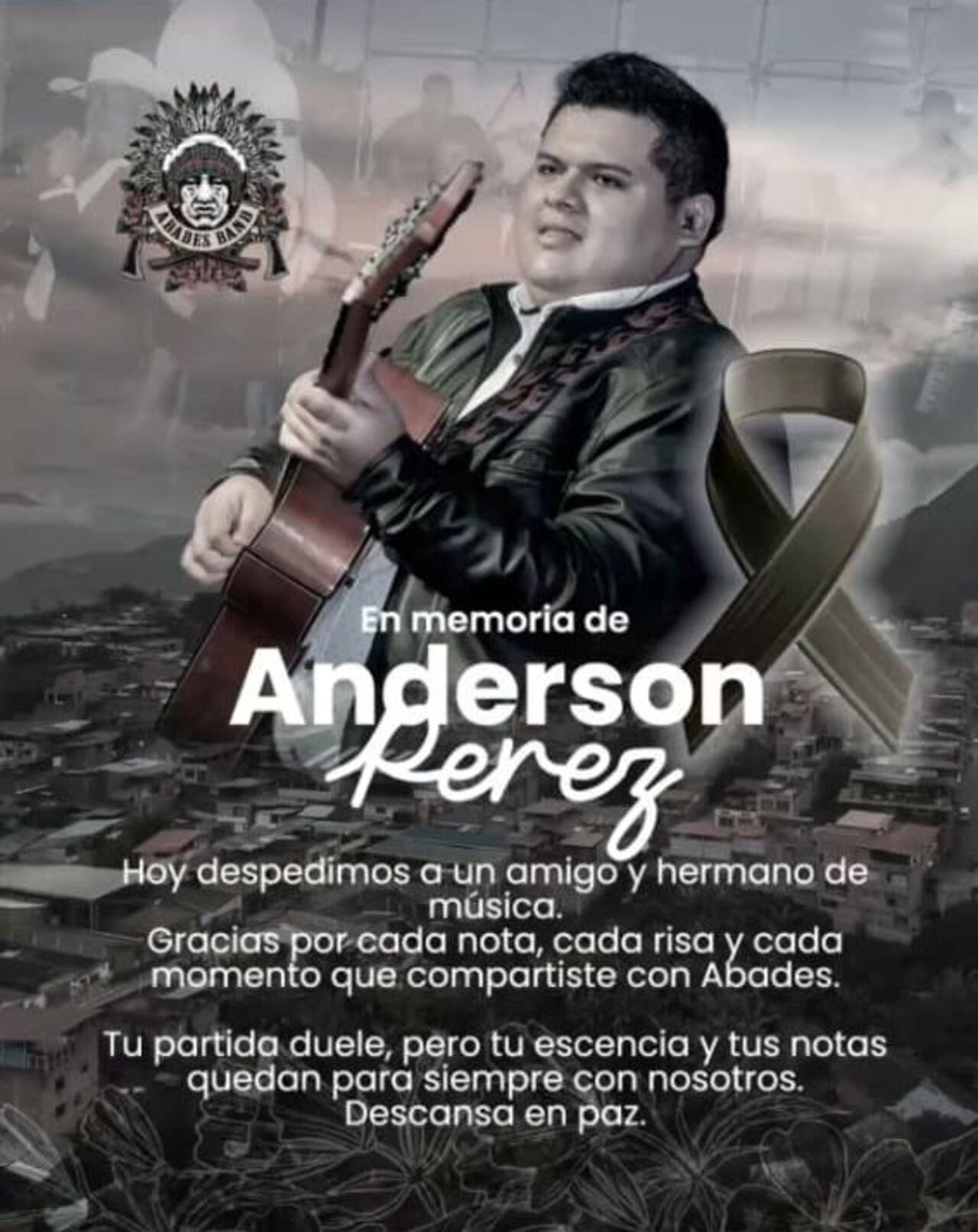 Anderson Pérez Toro es uno de los dos músicos que fallecieron en este accidente, registrado alrededor de las 5:00 de la mañana de este sábado 29 de noviembre, confirmaron las autoridades.