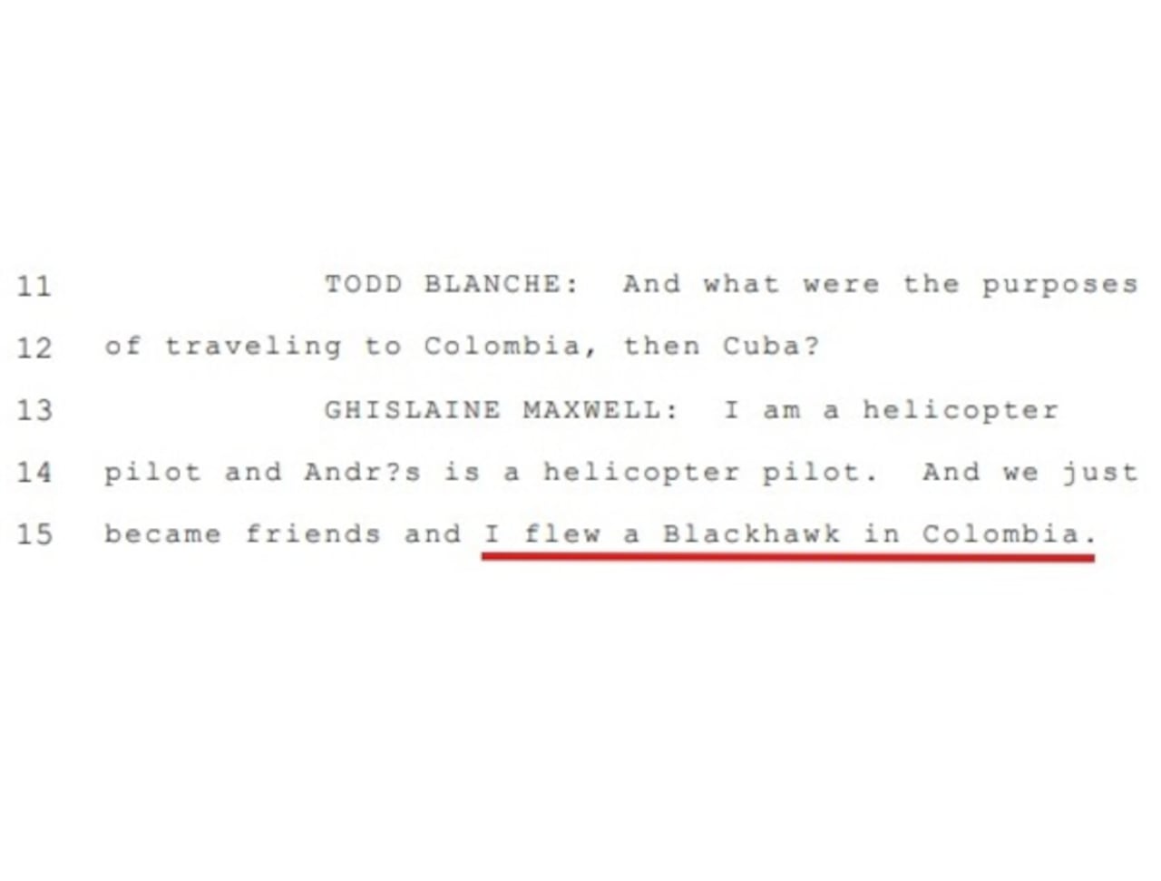 Maxwell fue enfática en aclarar que no sabía si el expresidente colombiano había viajado en el avión privado de Epstein.