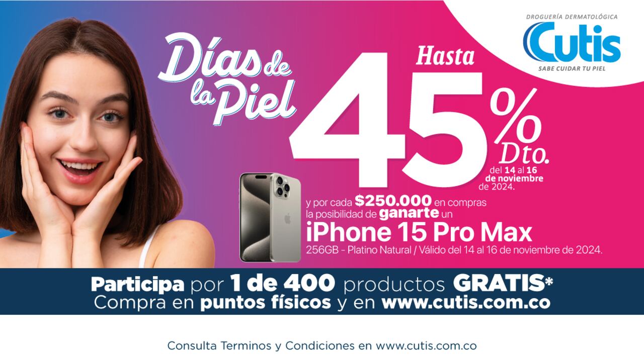 Cutis celebra los 'Días de la Piel' del 14 al 16 de noviembre con descuentos y premios exclusivos.