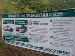 En el municipio de Balboa, las comunidad reportaron la instalación de esta valla y otra alusivas a las disidencias de las Farc en un sector cercanos al casco urbano y en el corregimiento de San Alfonso.