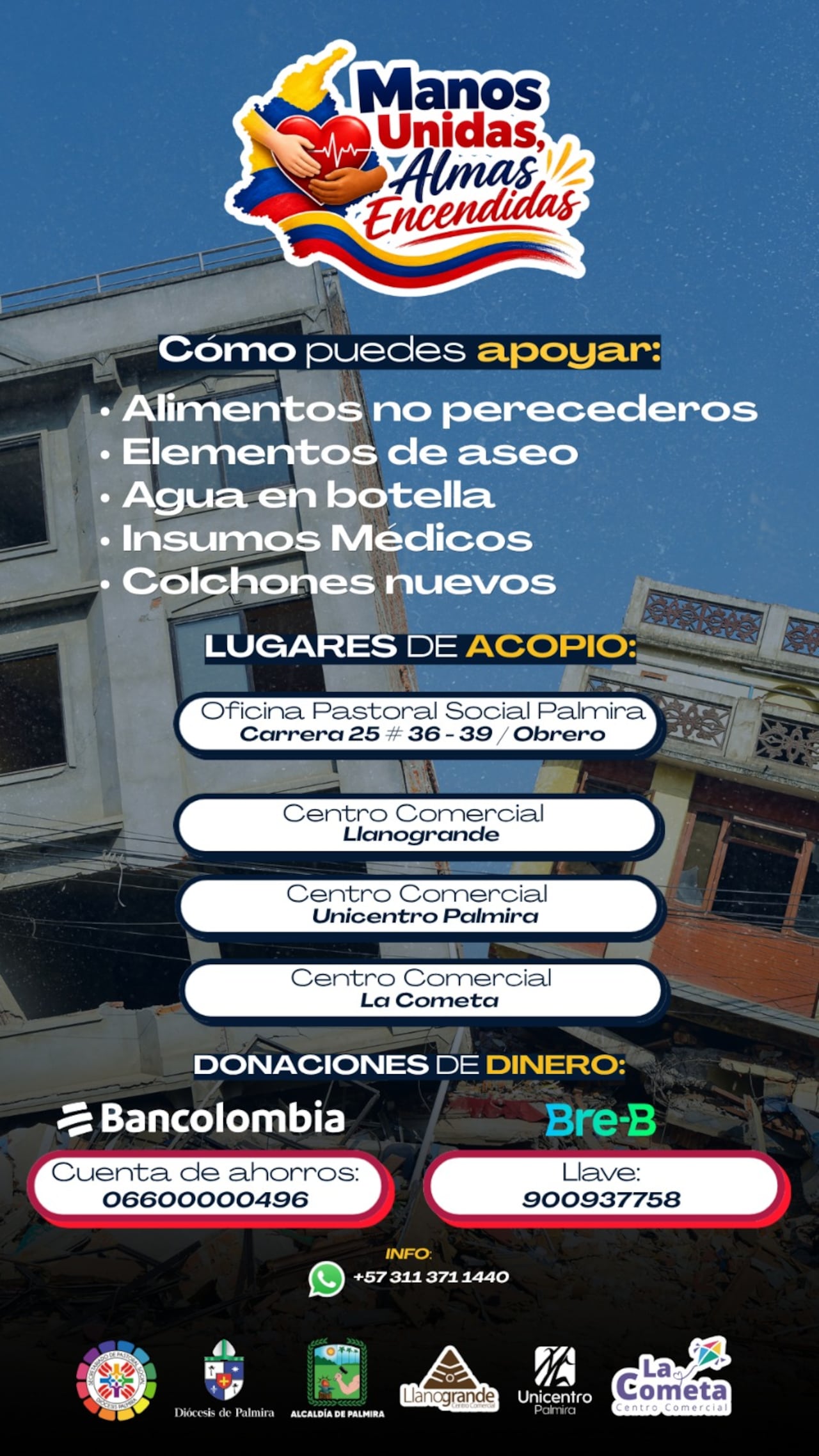 Esta es la campaña de donación que se lidera desde Palmira, Valle del Cauca.