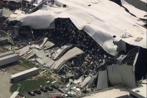 The roof of a Pfizer facility shows heavy damage after a tornado passed the area in Rocky Mount, North Carolina, U.S. July 19, 2023.  ABC Affiliate WTVD via REUTERS.  NO RESALES. NO ARCHIVES. MANDATORY CREDIT