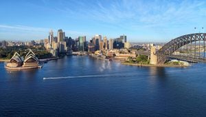 Panorama aéreo de los monumentos de la ciudad de Sydney (Australia).