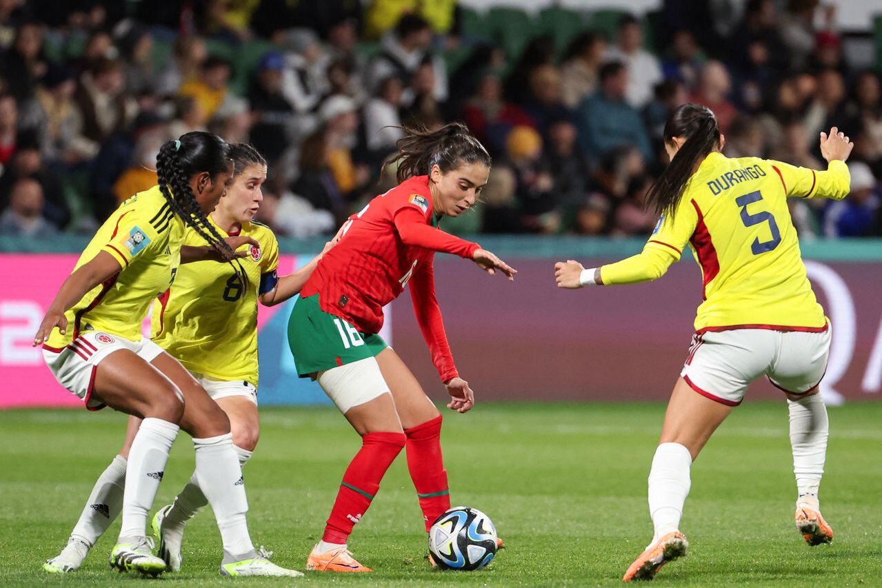 Selección Colombia femenina frente a Marruecos en el Mundial de Australia y Nueva Zelanda 2023.