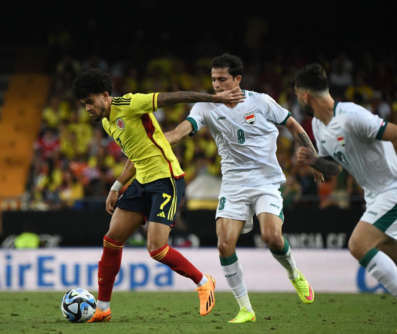 Imagen del partido amistoso entre la Selección Colombia e Irak, en Valencia, España.