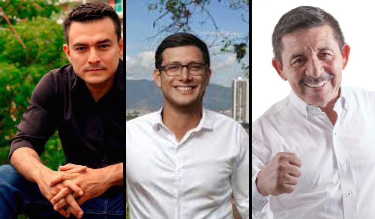 De izquierda a derecha: Ferley Sierra, quien tiene el aval del partido Verde; Julián Silva Cala con el aval del Nuevo Liberalismo; José Domingo Cortés con el aval de Nueva Fuerza Democrática.