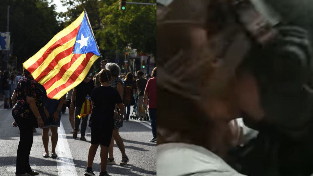 Beso a policía en España.