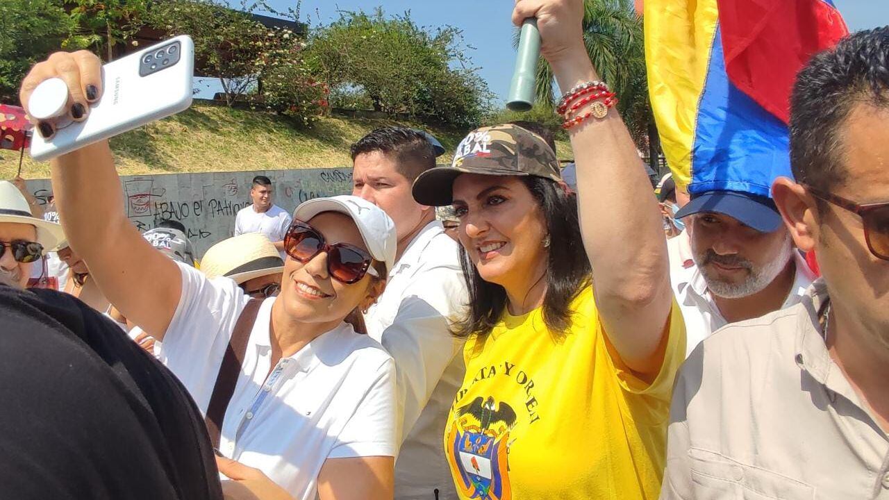 La senadora María Fernanda Cabal es una de las líderes de oposición que marcha en Cali.