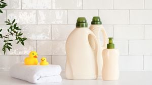 Botella de gel de jabón y detergente natural orgánico ecológico para bebés con rama de hojas verdes, toalla y pato amarillo en la mesa del baño. Diseño de empaques de productos de higiene para bebés, marca.