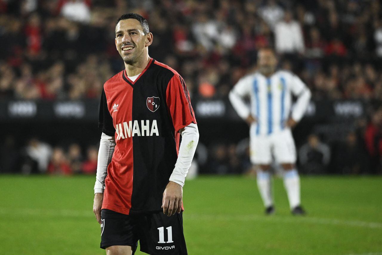Maxi Rodríguez en su despedida como jugador profesional.