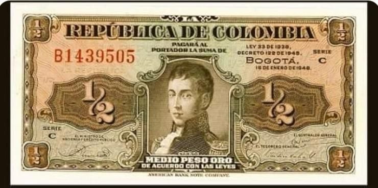 Este ejemplar del billete de medio peso corresponde al año 1948 y también es conocido como "El Lleritas" o como Marianito. 
Foto: Tomada de la red social X
