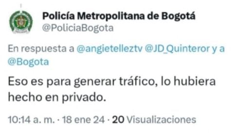Esta fue la polémica respuesta de la Policía Metropolitana de Bogotá.